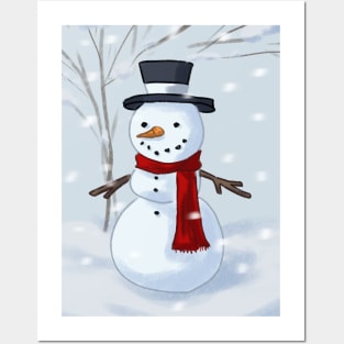 Snowman In the Snow Posters and Art